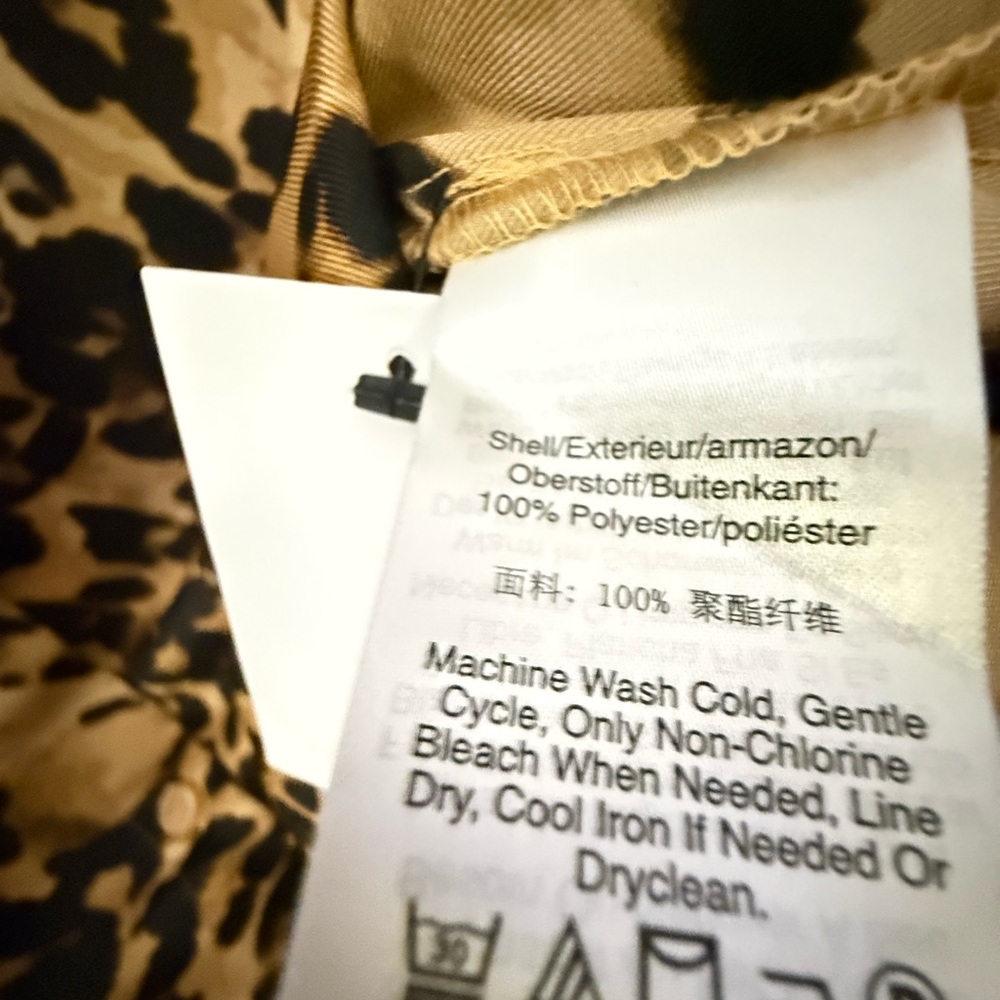DKNY Black and Tan Animal Print Button Down Shirt - Picture 2 of 2